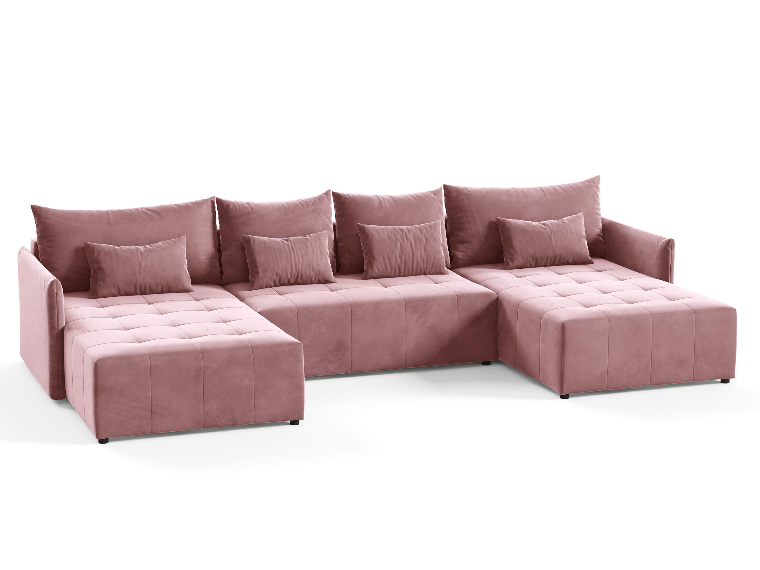 WOHNLANDSCHAFT Leno U - Rosa, Holz/Textil (365/80/180cm) - Sofnet