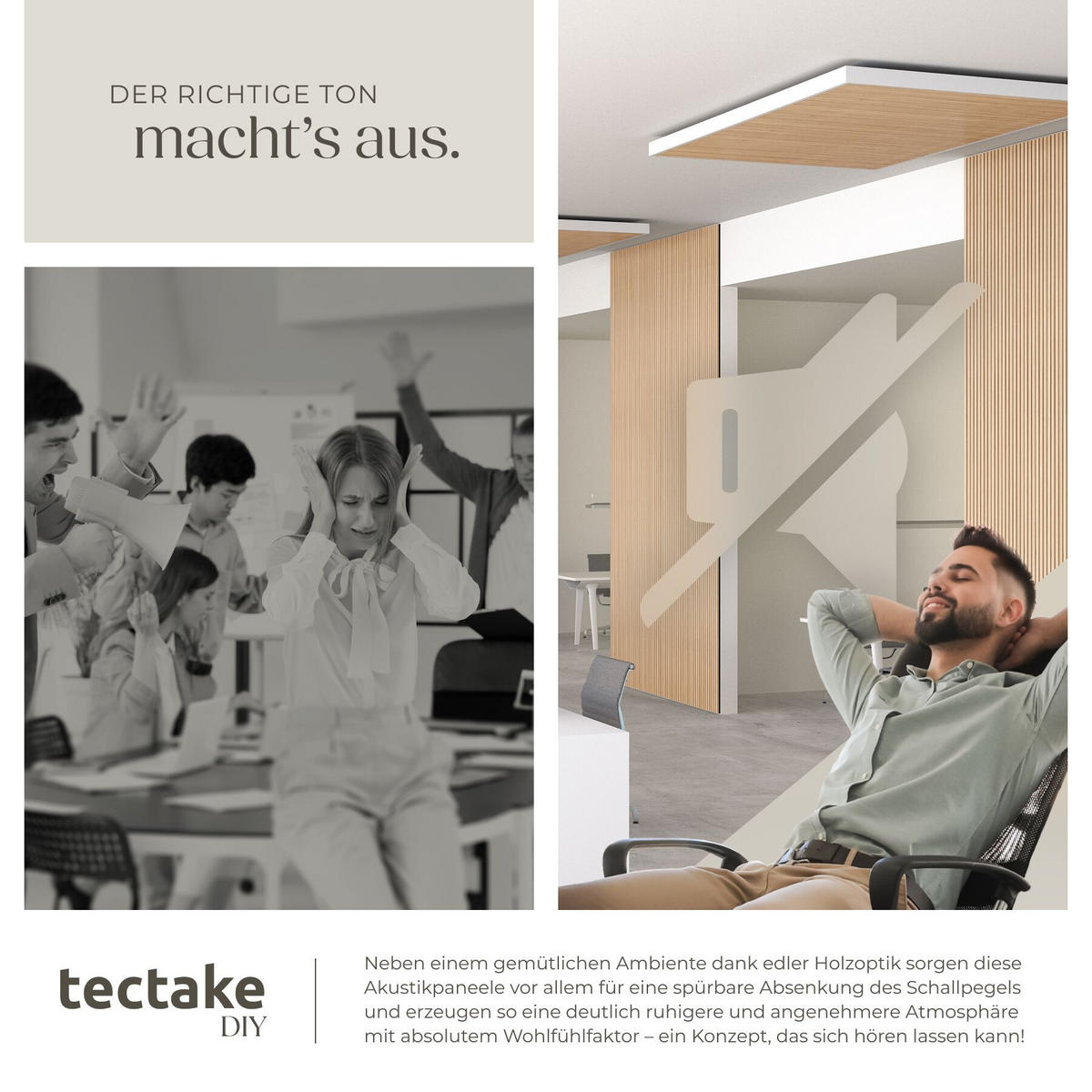 AKUSTIKPANEELE Sonic Wall, je 60 x 120 x 2,1 cm, Größe flexibel anpassbar, Eiche hell - Eichefarben, Holz (60/2.1/120cm) - tectake