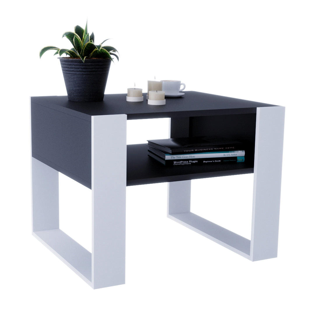 COUCHTISCH KARO 65 - Schwarz/Weiß, Holz (53.6/65/45cm) - Mat-Haus
