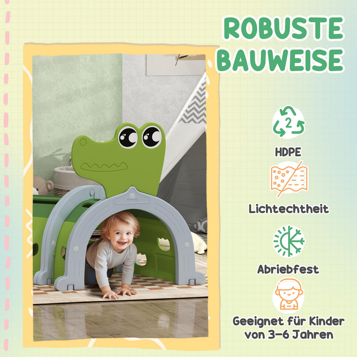 SPIELTUNNEL - Grün, Kunststoff (88/92/194cm) - AIYAPLAY