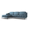 ECKSOFA Links Chenille Stoff Blau - Blau/Blaugrau, Textil/Metall (160/264cm) - Makamii
