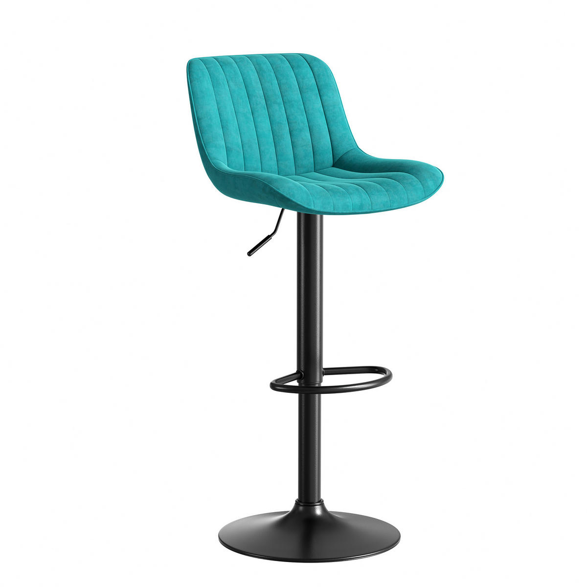 BARHOCKER 4er-Set Blau mit Samtbezug, 360° drehbar und höhenverstellbar - Blau, Metall (47/86/46cm) - PANGIVO