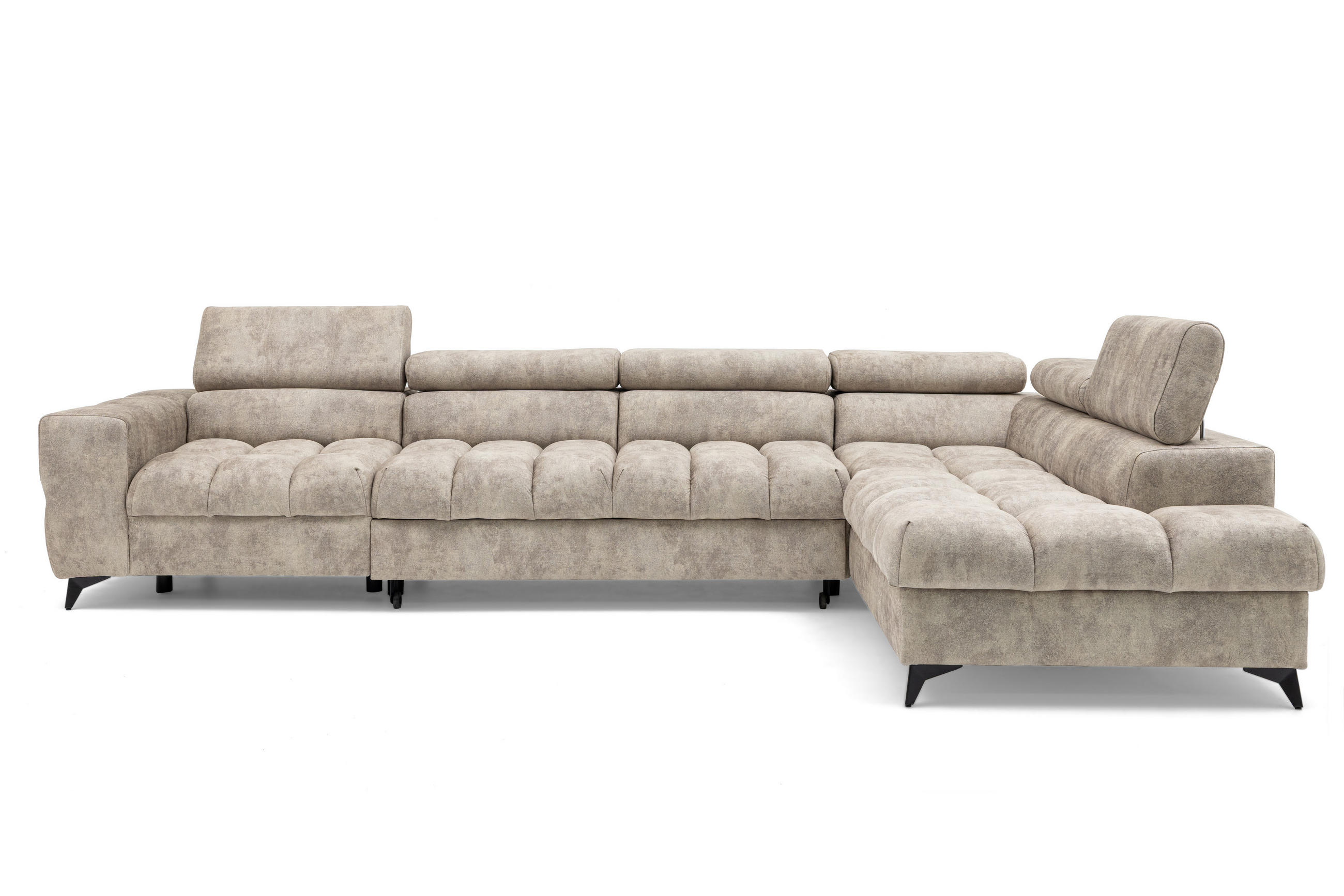 ECKSOFA Pudding Maxi mit Schlaffunktion und Bettkasten - Beige, Textil (203/350cm) - Muffo