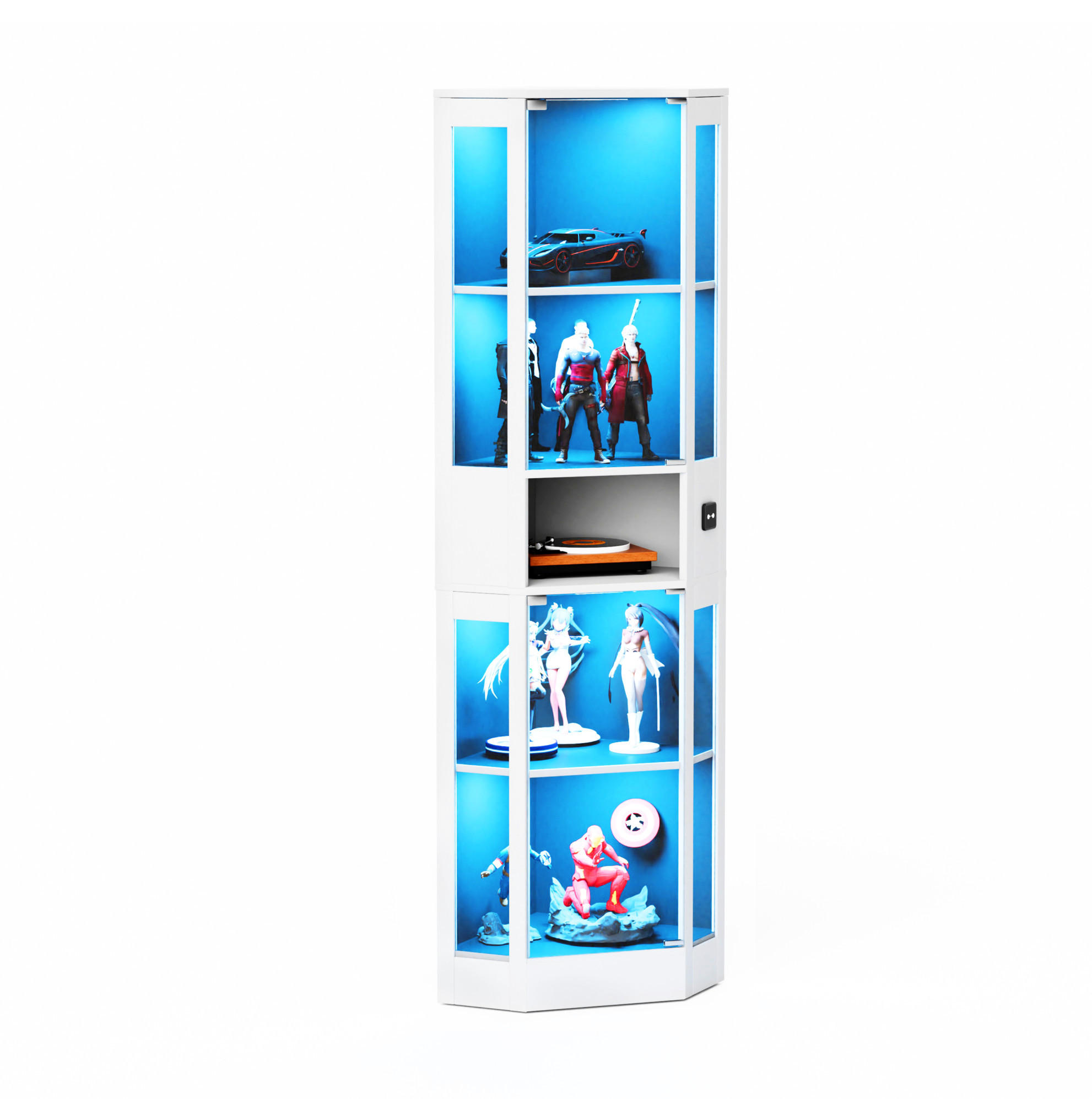 Beauniv Glasvitrine Weiß 40x165x57 cm