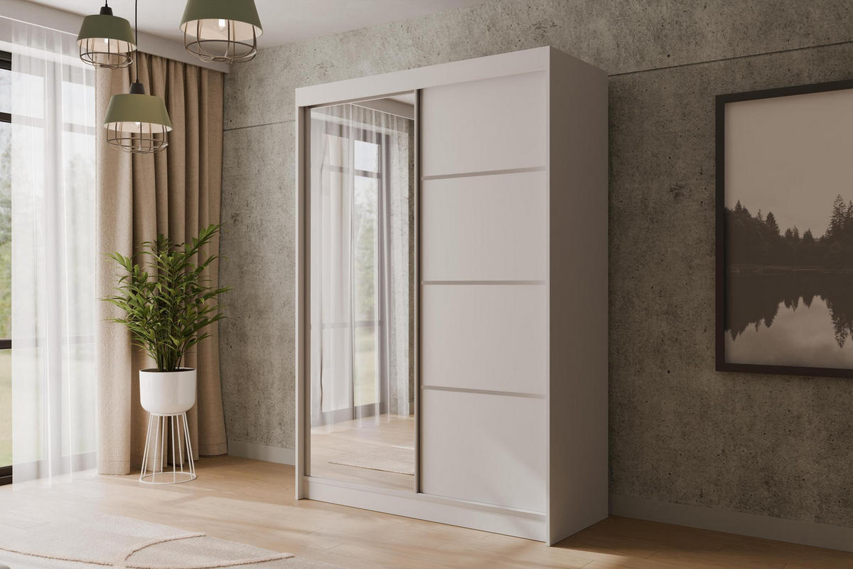 KLEIDERSCHRANK PAOKI - 120 cm - Weiß - Weiß, Holzwerkstoff (120/215/61cm) - ALTDECOR