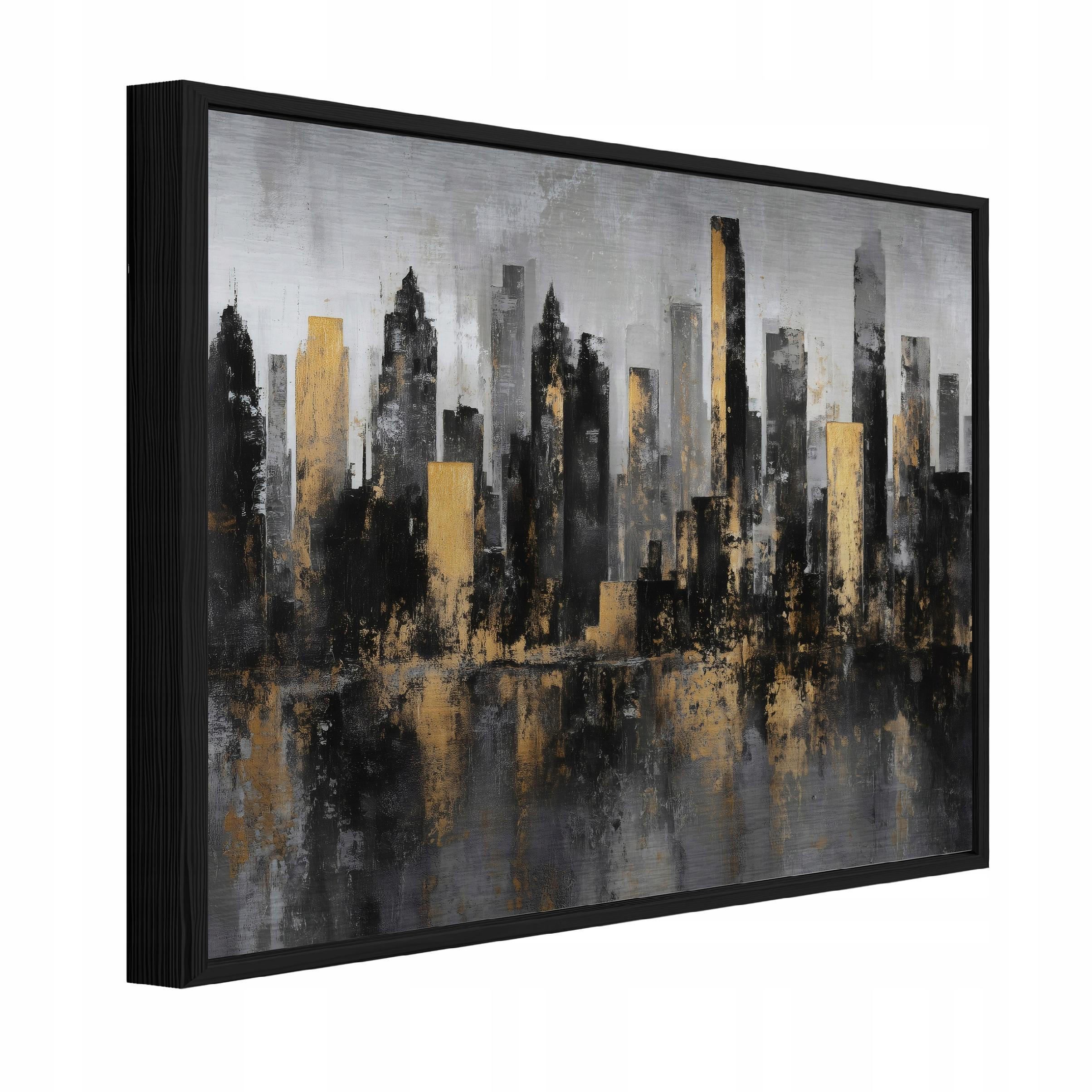 Wallarena ZARÁMOVANÉ obrazy městská abstrakce černá 120x80 cm
