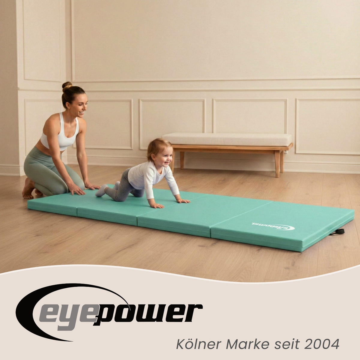 GYMNASTIKMATTE zum Wenden - 180/60/5 cm Faltbare Turnmatte - Mintgrün, Kunststoff (60/180cm) - eyepower