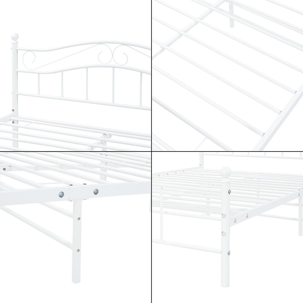 METALLBETT Florenz - Weiß, Metall (140/200cm) - [en.casa]