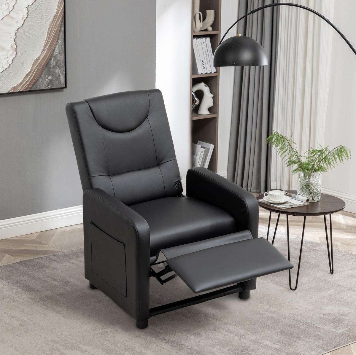 SESSEL in Schwarz mit klappbarer Fußstütze und verstellbarer Lehne - Schwarz, Kunststoff (67.5/95.5/76.5cm) - BEAOK