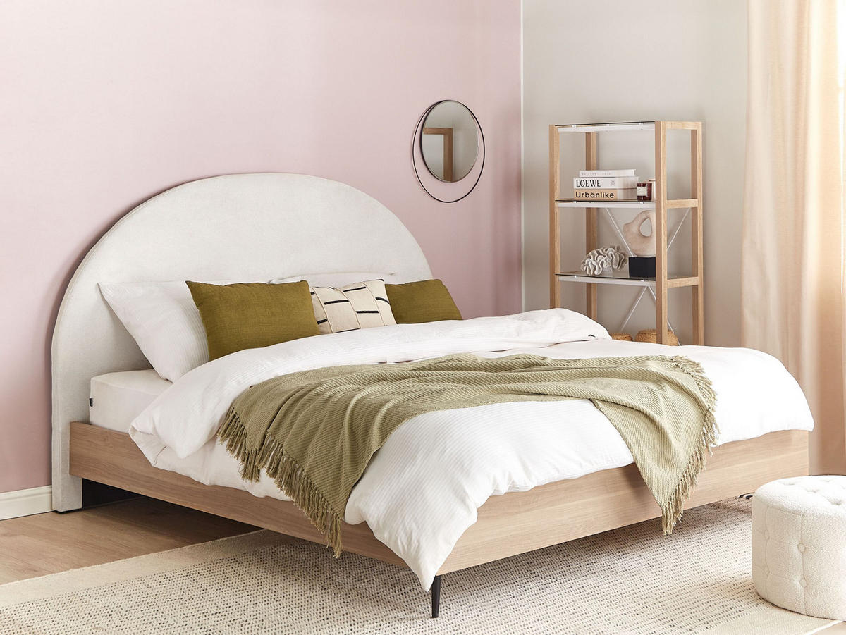 BETT 160/200cm Cremeweiß Millay - Creme, Textil (160/200cm) - Beliani