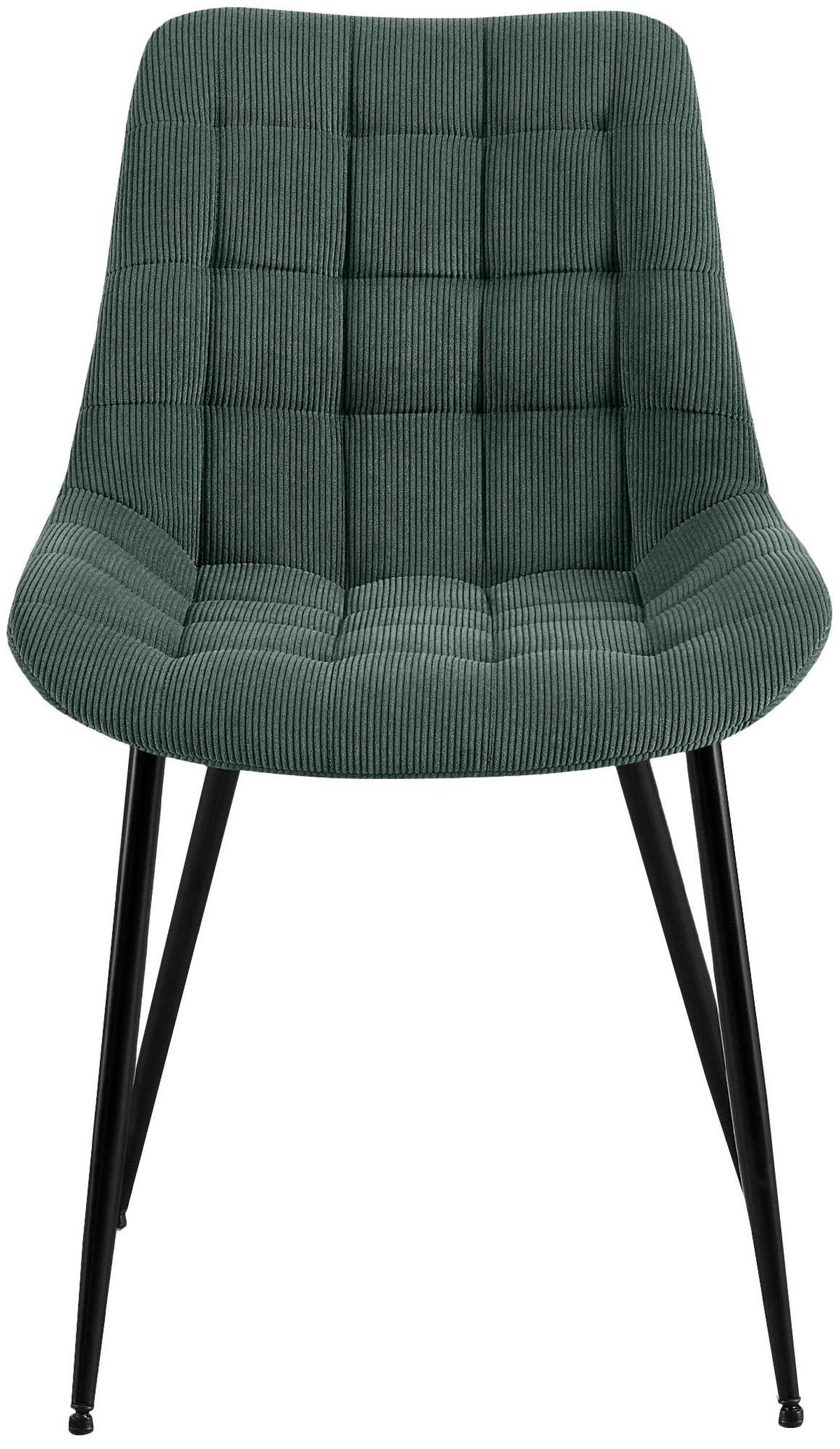 ESSZIMMERSTUHL Cord Grün - Schwarz/Grün, Textil/Metall (52/83/58cm) - CLP