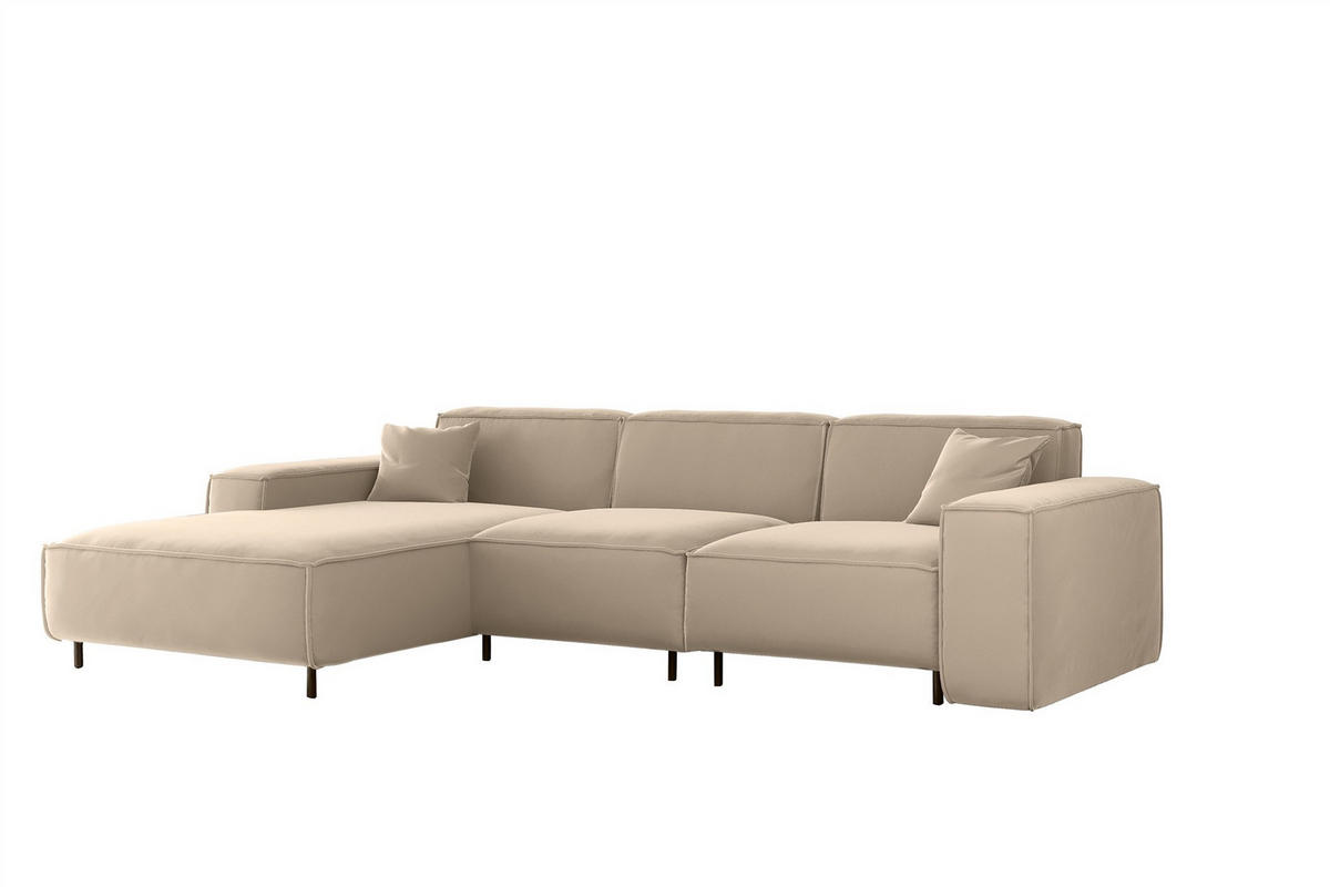ECKSOFA Gloria In Tiffani - Beige, Holzwerkstoff/Textil (165/266cm) - Fun Möbel