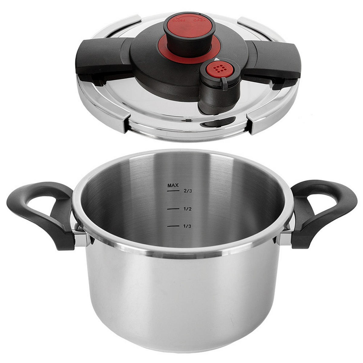 SCHNELLKOCHTOPF Storm mit Automatikverschluss silber - Silberfarben, Metall (5L) - Orion 