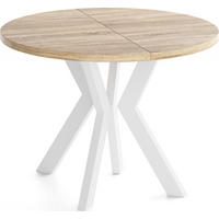 ESSTISCH Savio Weiß rund ausziehbar verlängerbar XXL, Eiche Sonoma Hellbraun 100-200/100/77 cm - Weiß/Sonoma Eiche, Holz/Holzwerkstoff (100/100/77cm) - WFL GROUP