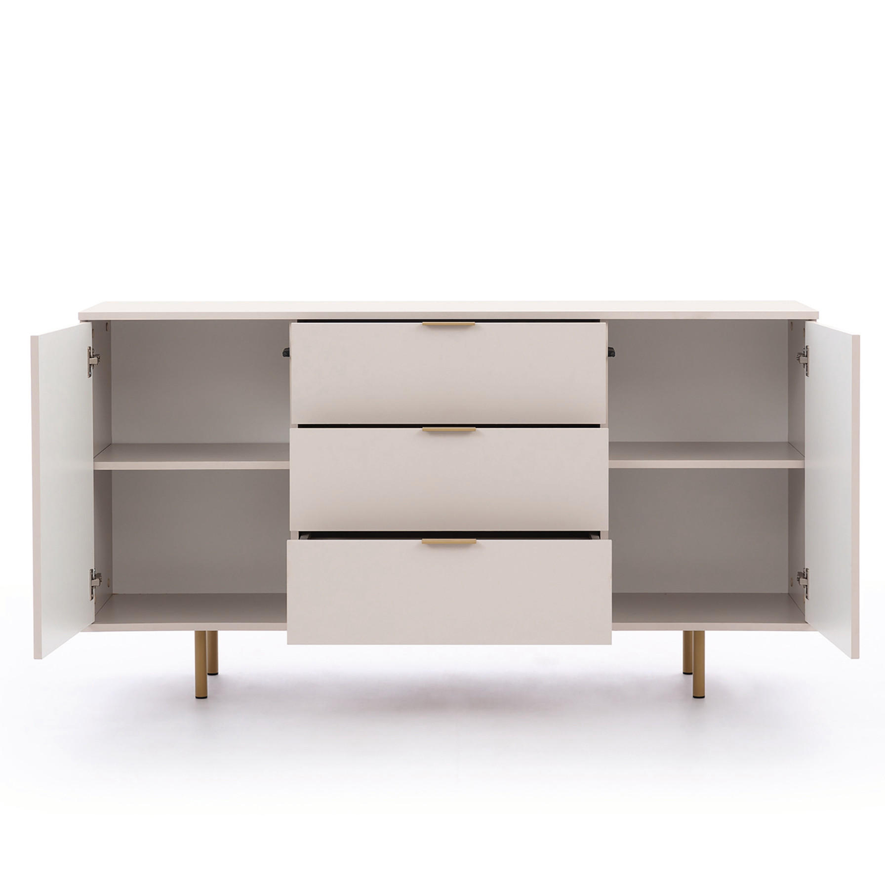 Thumbnail - Bettso Sideboard, Kaschmir, Holzwerkstoff, 3 Schubladen, 150x80x41 cm, Wohnzimmer, Kommoden & Sideboards, Kommoden