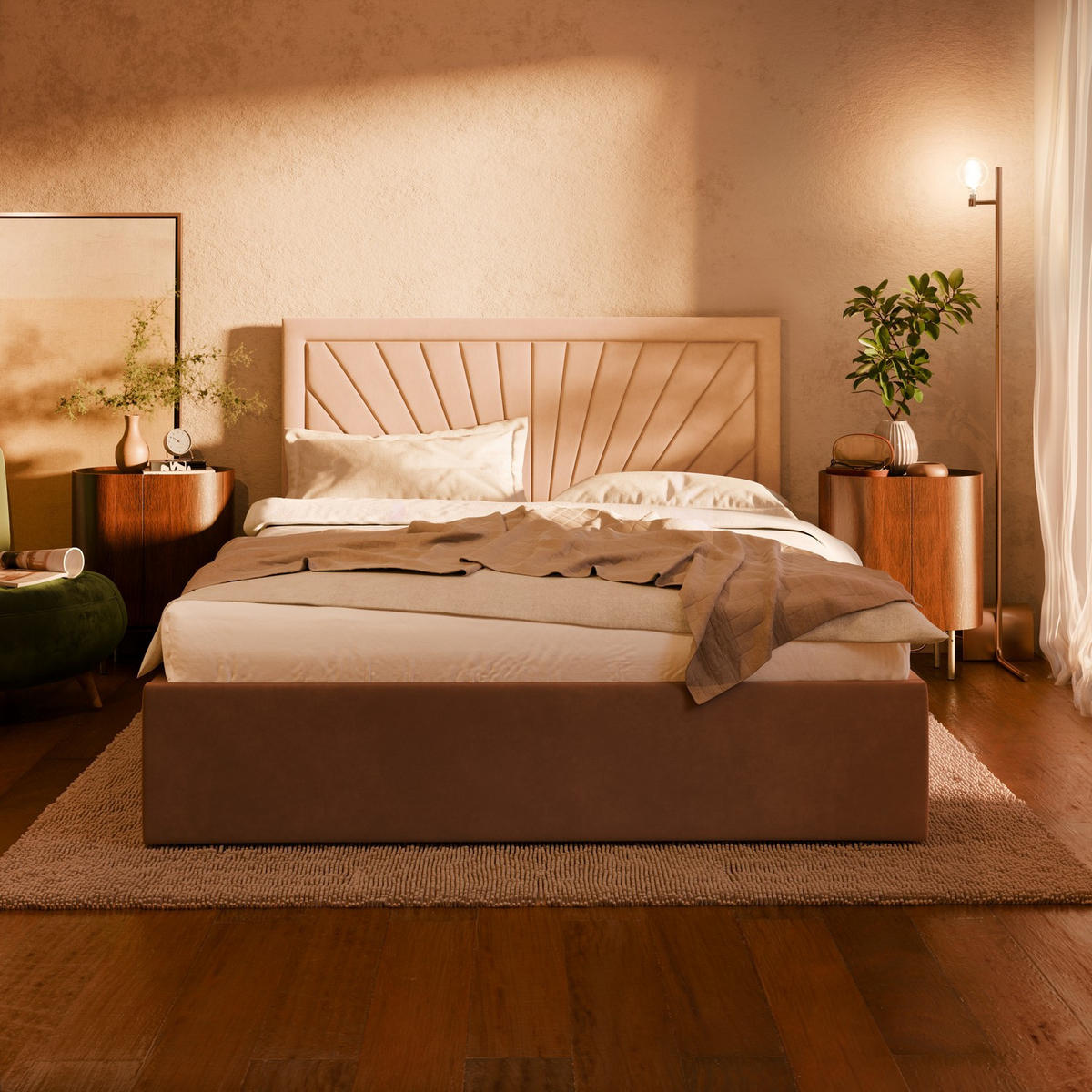 POLSTERBETT MIT KOPFTEIL 180x200 ohne Bettkasten VASTO, Grau - Dunkelgrau, Textil (180/200cm) - Mebligo