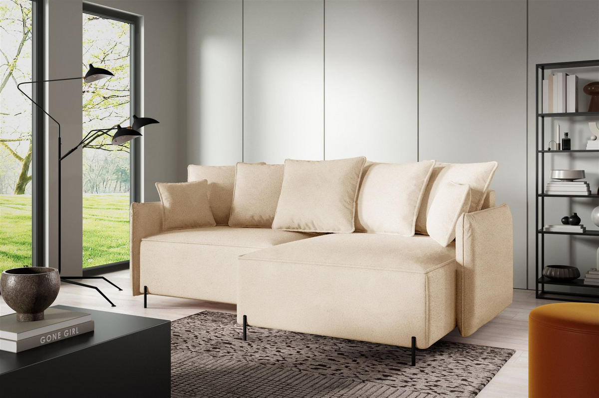 ECKSOFA Betto - Beige, Holzwerkstoff/Textil (221/148cm) - Fun Möbel