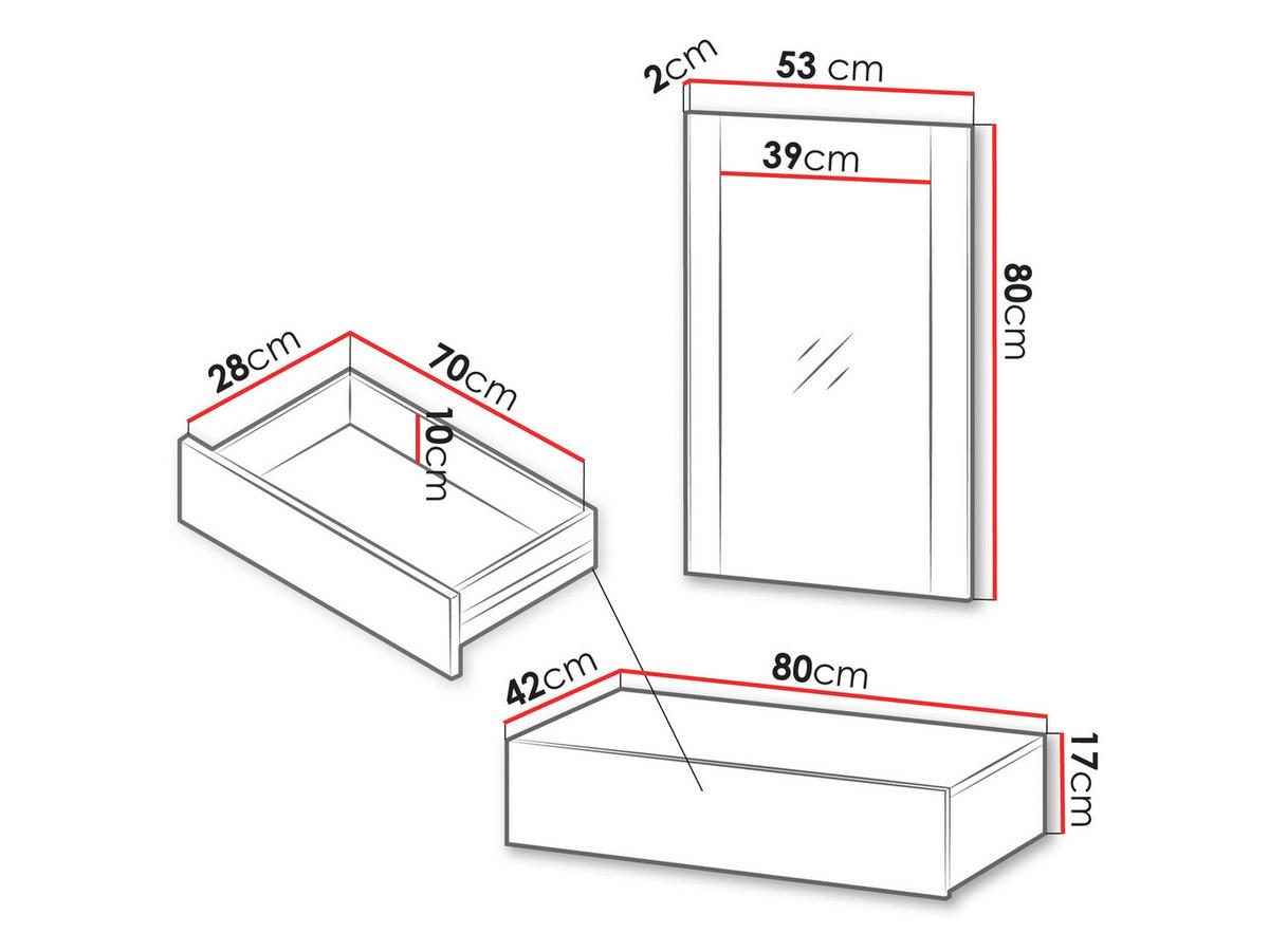 SCHMINKTISCH Isla - Schwarz, Holzwerkstoff (80/17/42cm) - MIRJAN24