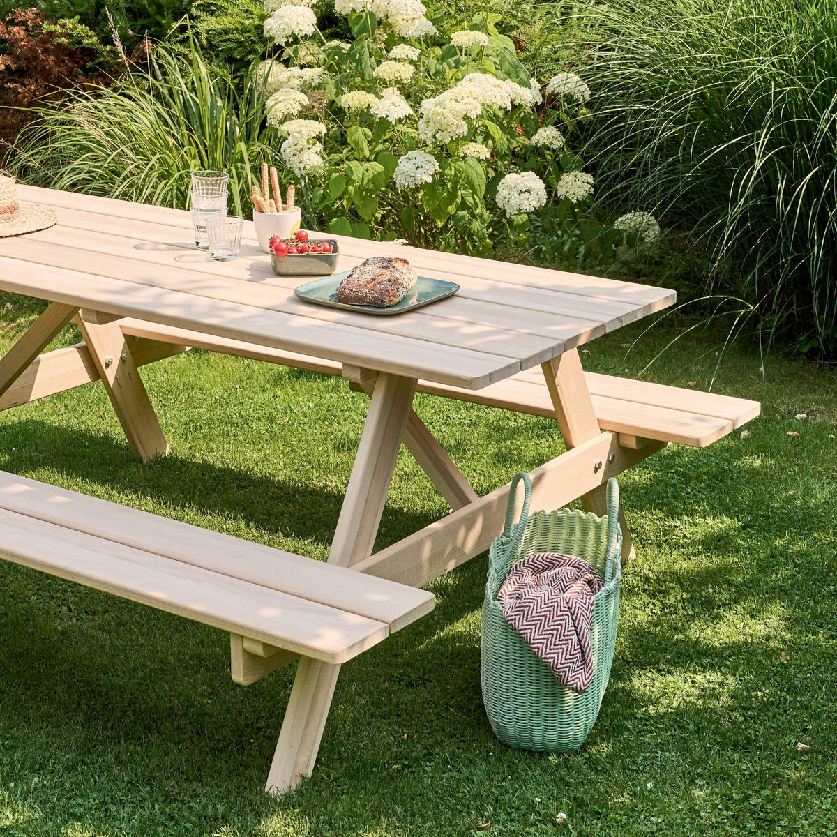 GARTEN-SITZGRUPPE, Holzfarbe - Braun, Holz - Oviala