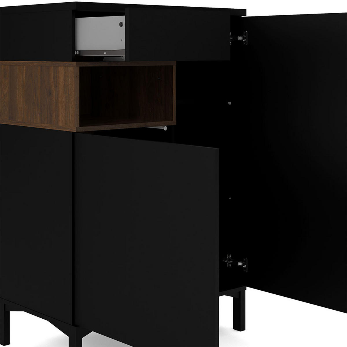 SIDEBOARD Ringe Schwarz 89/37/119 cm - Schwarz, Holzwerkstoff (89/119/37cm) - ebuy24