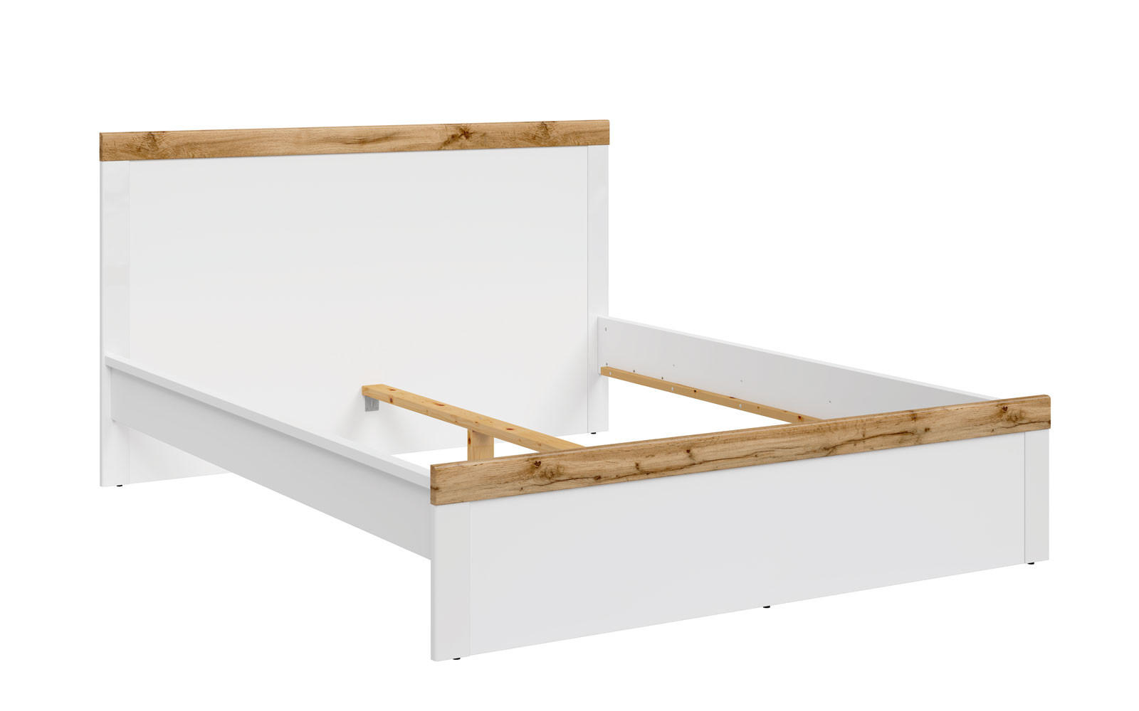 BETT Holten weiß / Eiche Wotan 169 / 200 / 100,5cm - Eichefarben/Weiß, Holz/Holzwerkstoff (160/200cm) - Feldmann-Wohnen