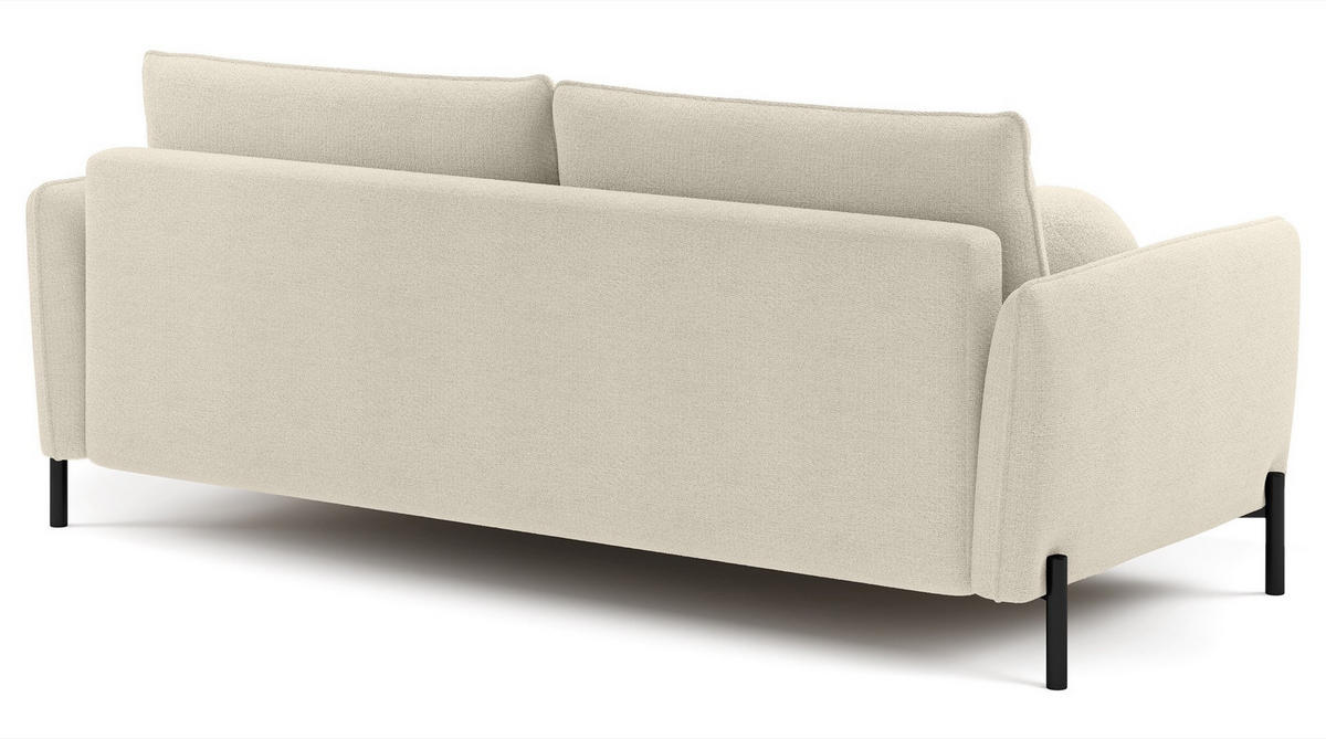 SOFA Veruco Cremeweiß mit Schlaffunktion - Creme/Schwarz, Textil/Metall (234/90/100cm) - Selsey