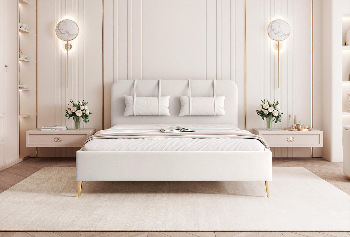 POLSTERBETT Rexal 160x200 cm, Cremeweiß - Ecru, Textil (200/160cm) - Fedve