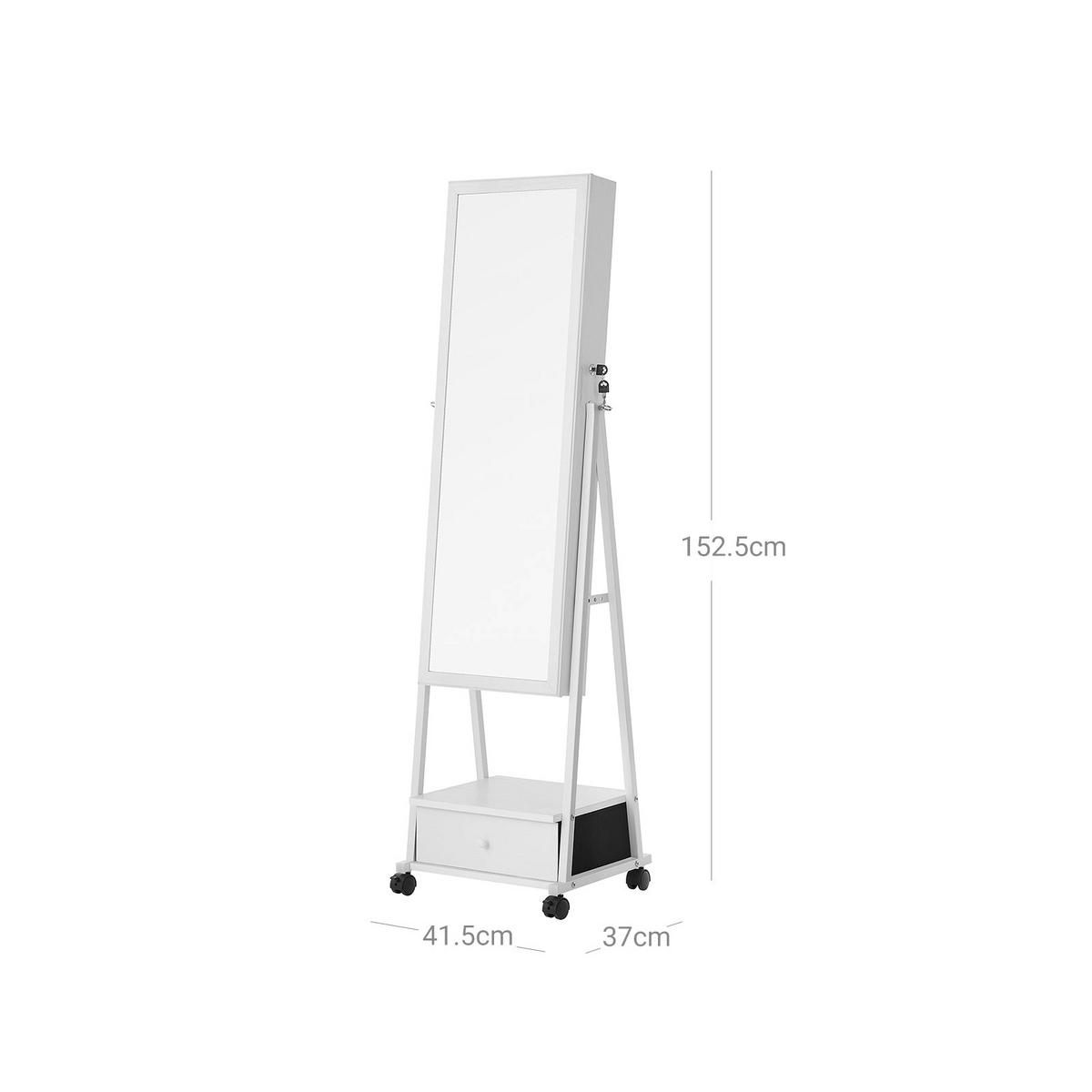 SCHMUCKORGANIZER GANZKÖRPERSPIEGEL - Weiß, Holzwerkstoff (37/41.5cm) - Hansiro