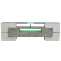 LOWBOARD 200/35/60 cm in Hochglanzweiß und Beton aus MDF mit LED-Beleuchtung - Weiß, Holzwerkstoff (30/60/200cm) - OKMYHOME