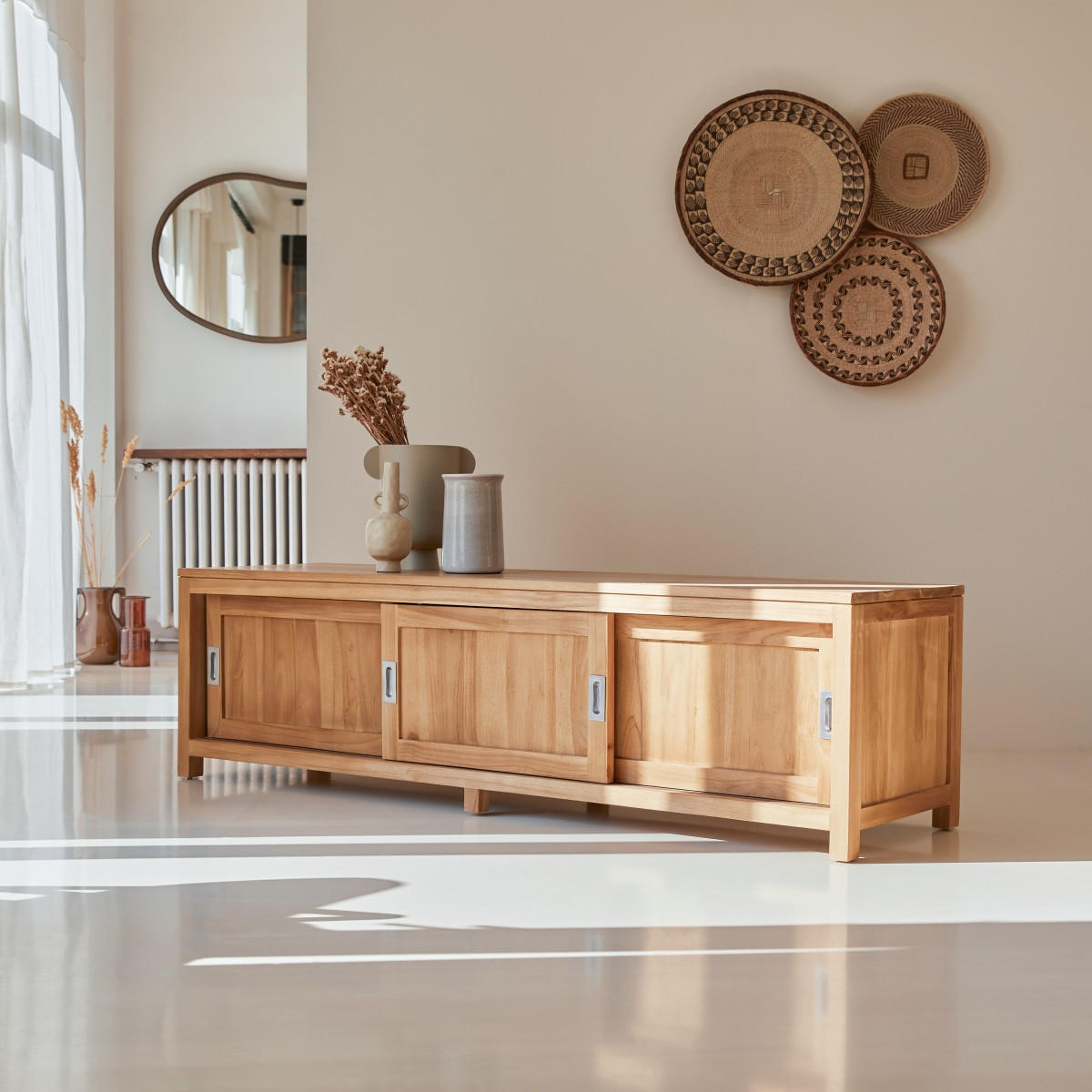 TV-SCHRANK Coffee Tek Natur aus Teak - Naturfarben, Holz (180/50/50cm) - Tikamoon