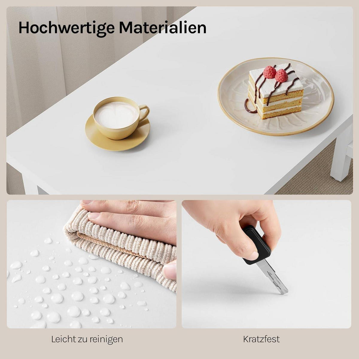 BARTISCH, Metallgestell, Tischplatte aus MDF, 120x100x40cm - Weiß, Holzwerkstoff/Metall (40/120/100cm) - Woltu