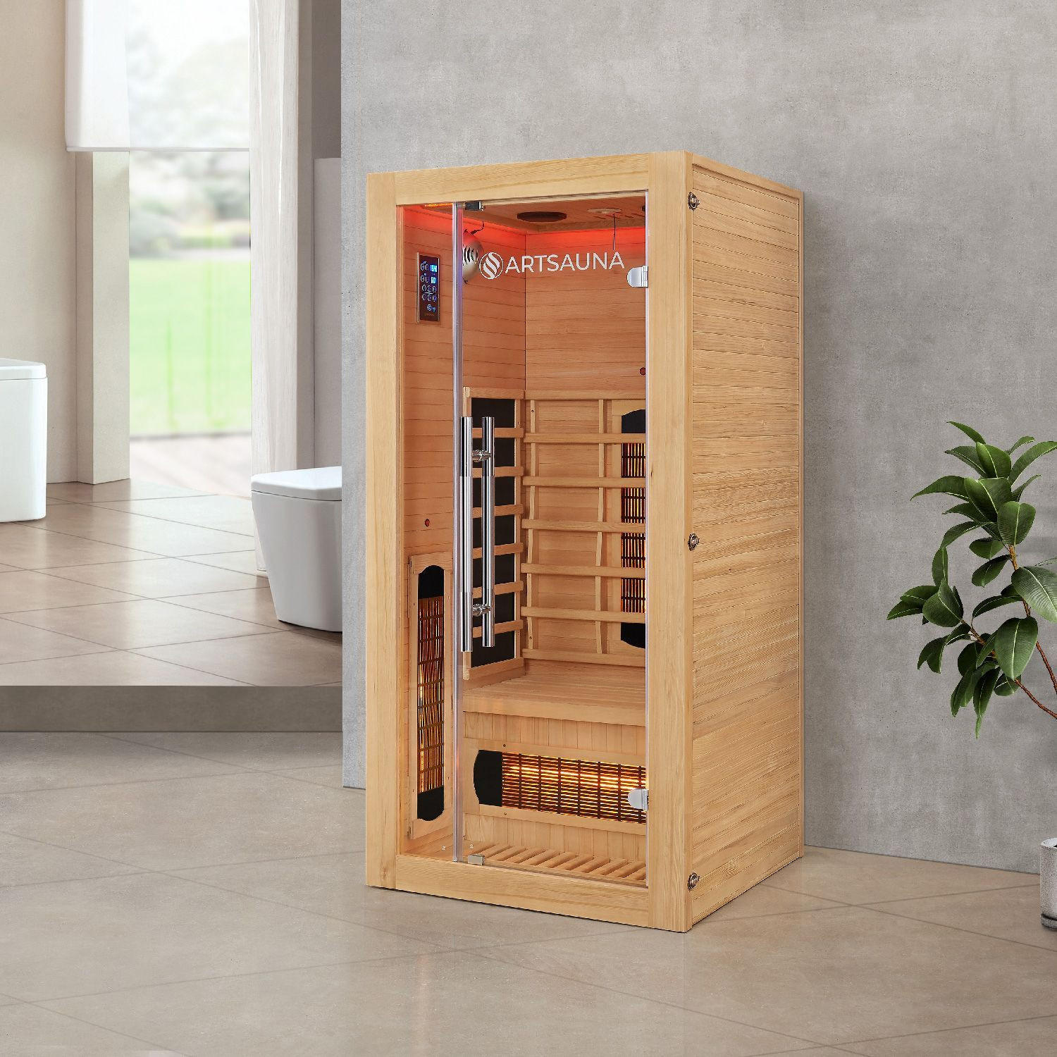INFRAROTKABINE Kiruna90 mit Dual Technologie - Naturfarben, Holz (90/190/90cm) - Artsauna