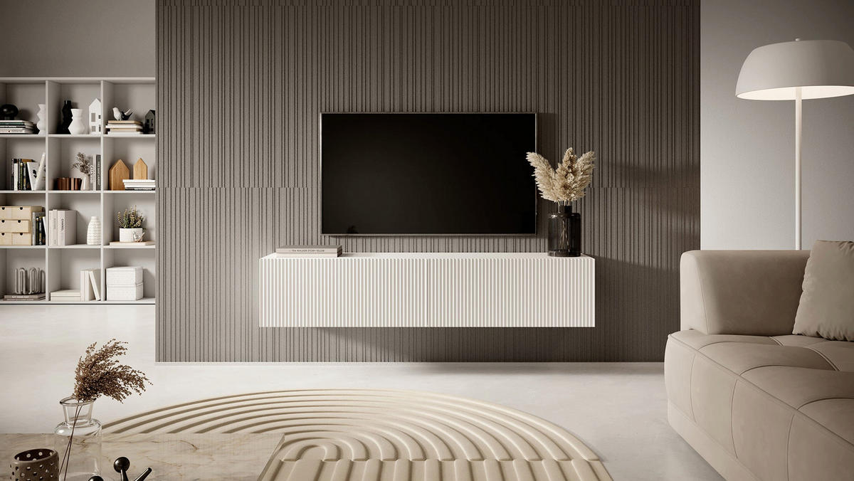 TV-HÄNGEBOARD Veldio Weiß 140 cm - Weiß, Holzwerkstoff (140/28.5/31.6cm) - Selsey