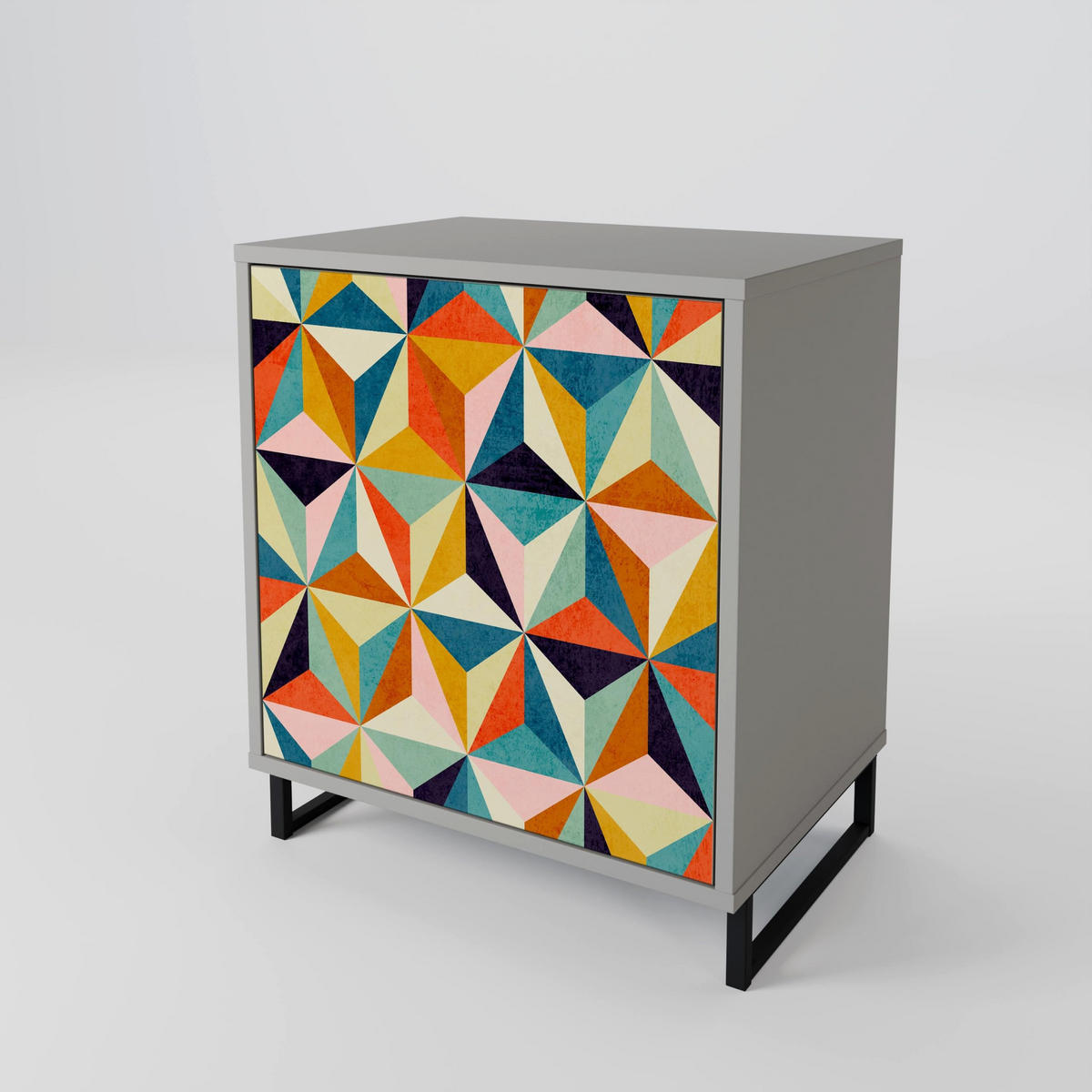 SIDEBOARD TESSELATE TREASURES, Grau, 57,5x42x57,5 cm, Ohne Füße - Multicolor/Grau, Holzwerkstoff (57.5/57.5/42cm) - SpaceRebels