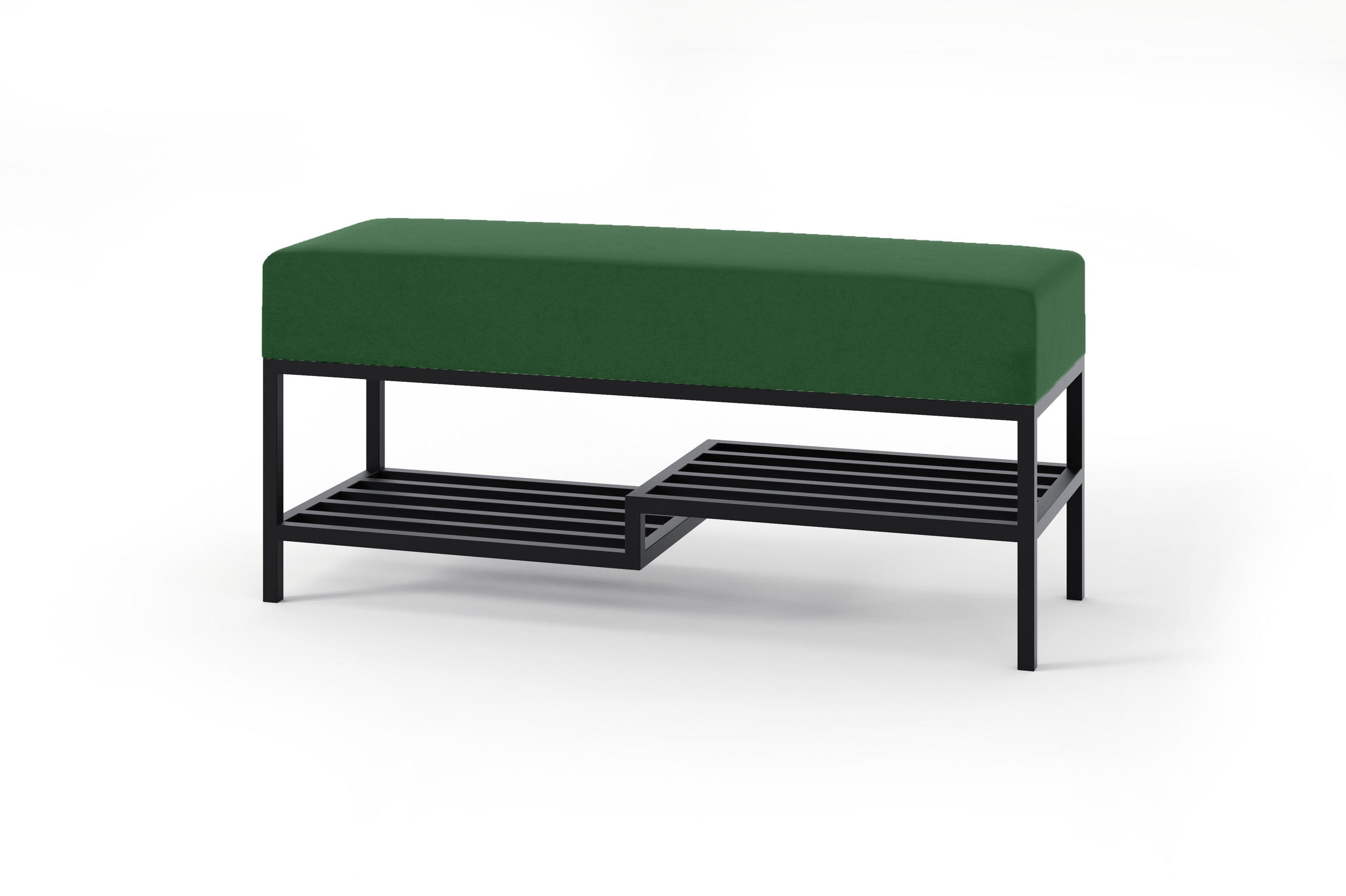 POLSTERBANK MELLO 80 Grün, Schwarzes Metallprofil - Schwarz/Grün, Textil/Metall (80/45/35cm) - Bettso