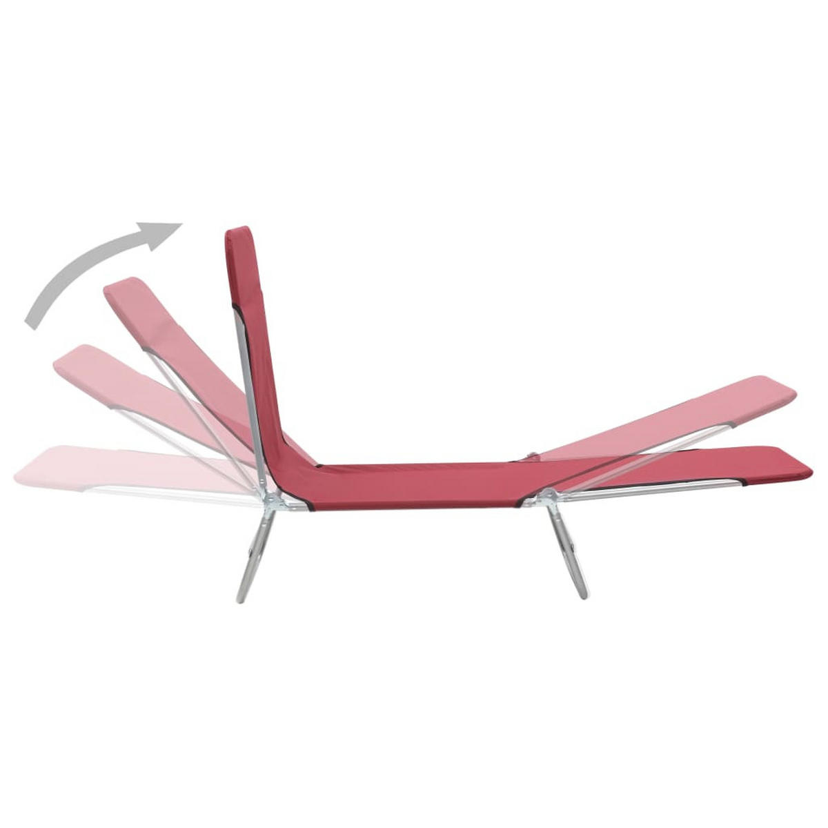 KLAPPLIEGEN 2 Stk. Stahl und Stoff Rot - Rot, Textil (56/24.5/182cm) - furnicato