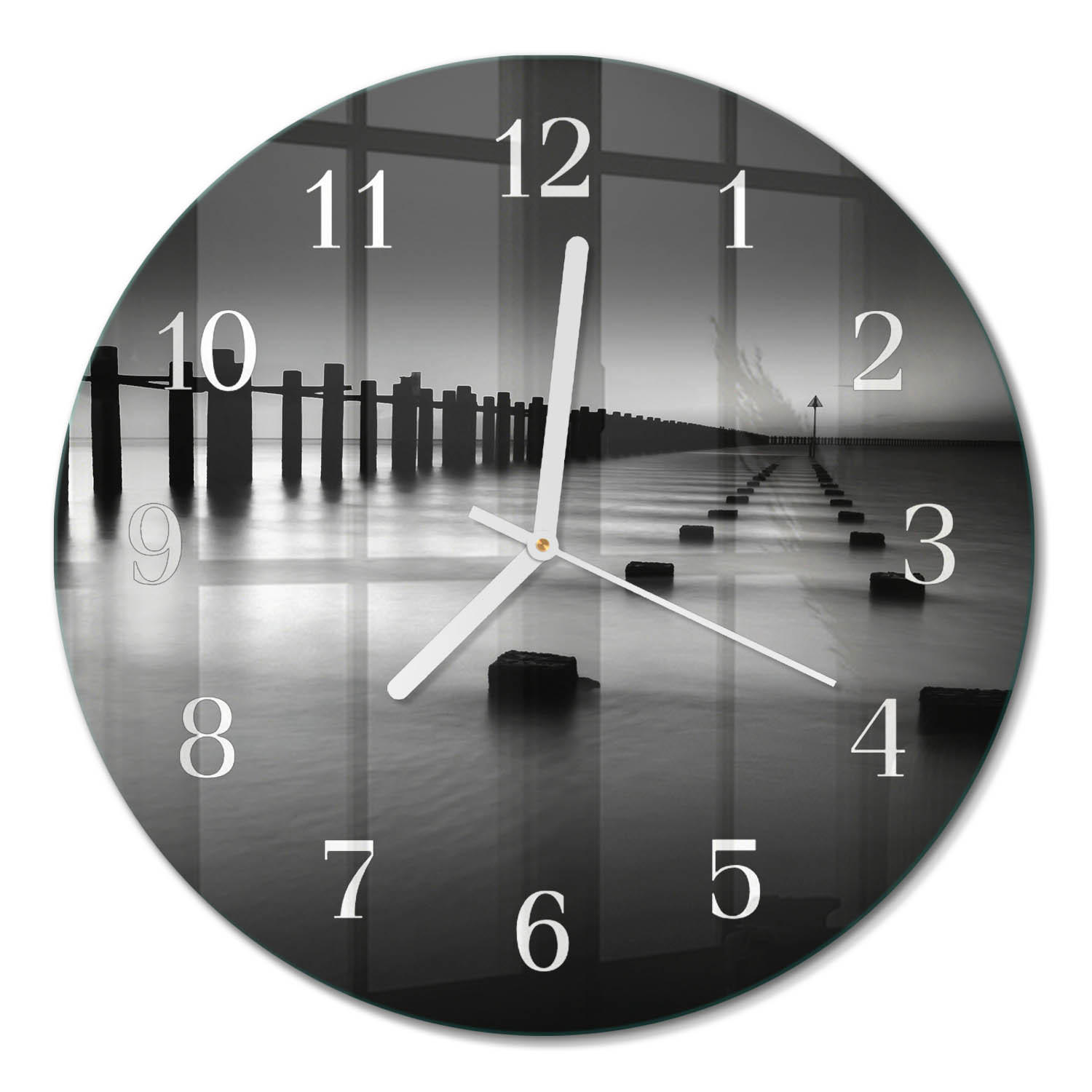 WANDUHR fi30 cm - Meer - Schwarz, Glas (30/30/0.4cm) - TULUP