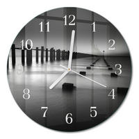 WANDUHR fi30 cm - Meer - Schwarz, Glas (30/30/0.4cm) - TULUP