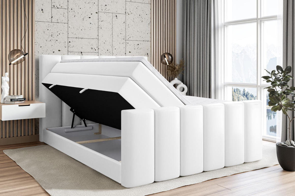 BOXSPRINGBETT BOXI1-Z KING - 160x200 - H3/H4 - Weiß Hochglanz - Weiß Hochglanz, Holzwerkstoff (160/200cm) - ALTDECOR