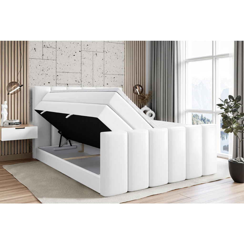 Thumbnail - Altdecor Boxspringbett, Weiß Hochglanz, Holzwerkstoff, Höhe ca. 20 cm, 180x200 cm, Schlafzimmer, Betten, Boxspringbetten