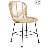 STUHL 2er-Set Rattan Braun - Braun, Holz (46/85/57cm) - Nordlys
