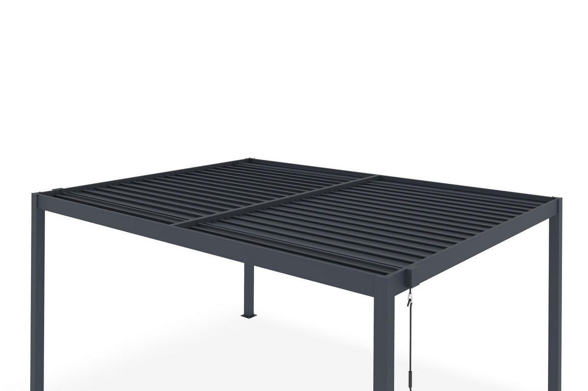 PERGOLA BIOKLIMATISCHE SELBSTTRAGENDE Piana grauem 4m x 3m - Grau, Metall (304/218/304cm) - Cazeboo