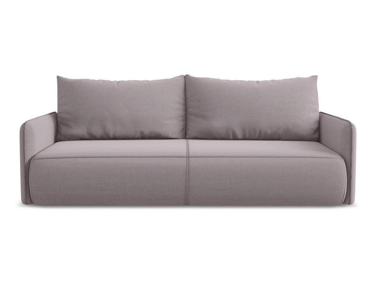 3-SITZER SOFA mit Schlaffunktion Samt Stoff Violett - Lila/Flieder, Kunststoff/Textil (216/86/105cm) - Makamii
