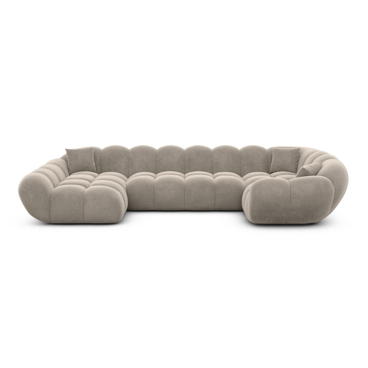 WOHNLANDSCHAFT Liva Taupe Samtstoff U-Form XL Links - Taupe, Textil (323/70/193cm) - VAROYAL