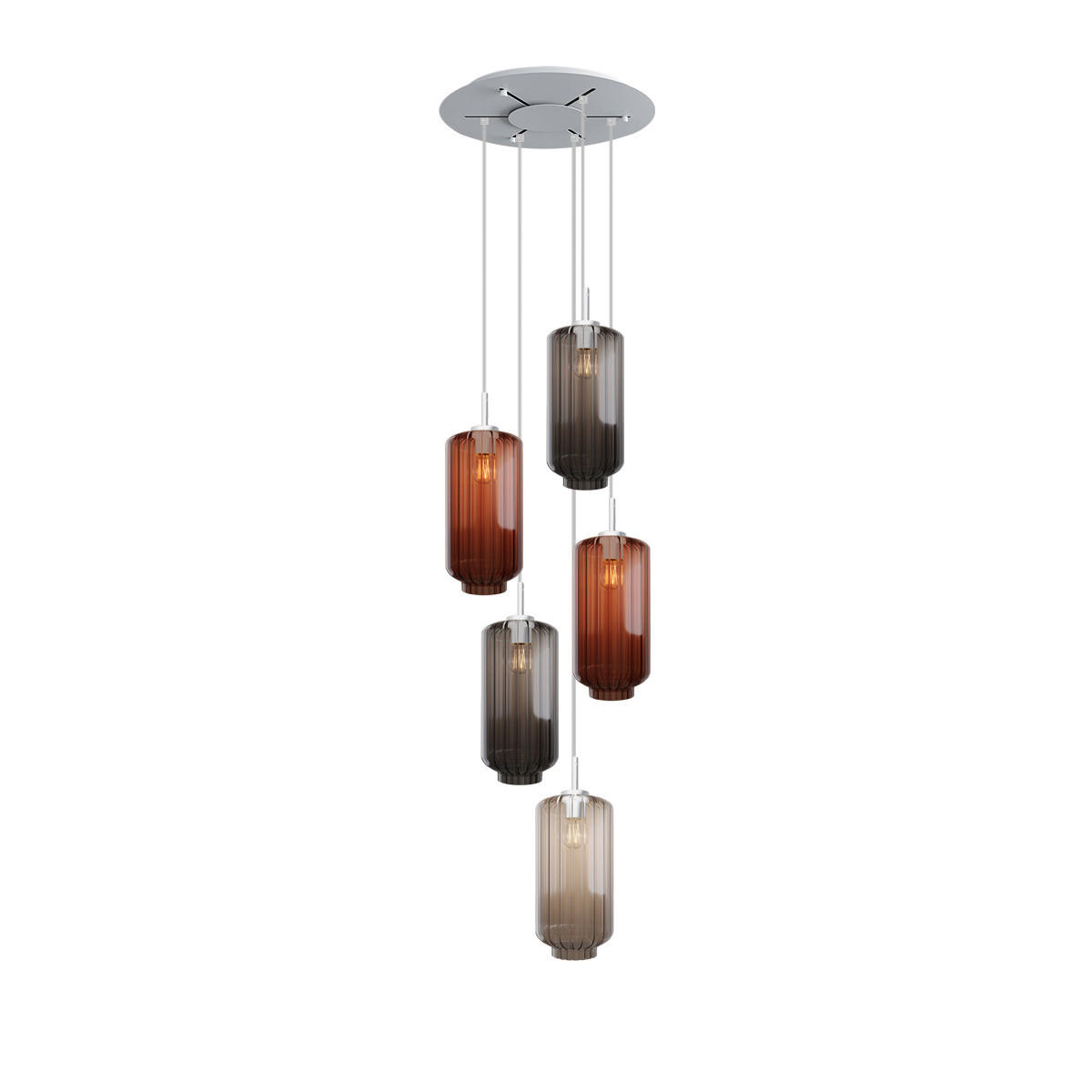 GALERIELEUCHTE Velo 5-flammig Mehrfarbig Ø 18cm - Multicolor/Weiß, Glas (18/18/33cm) - s.luce
