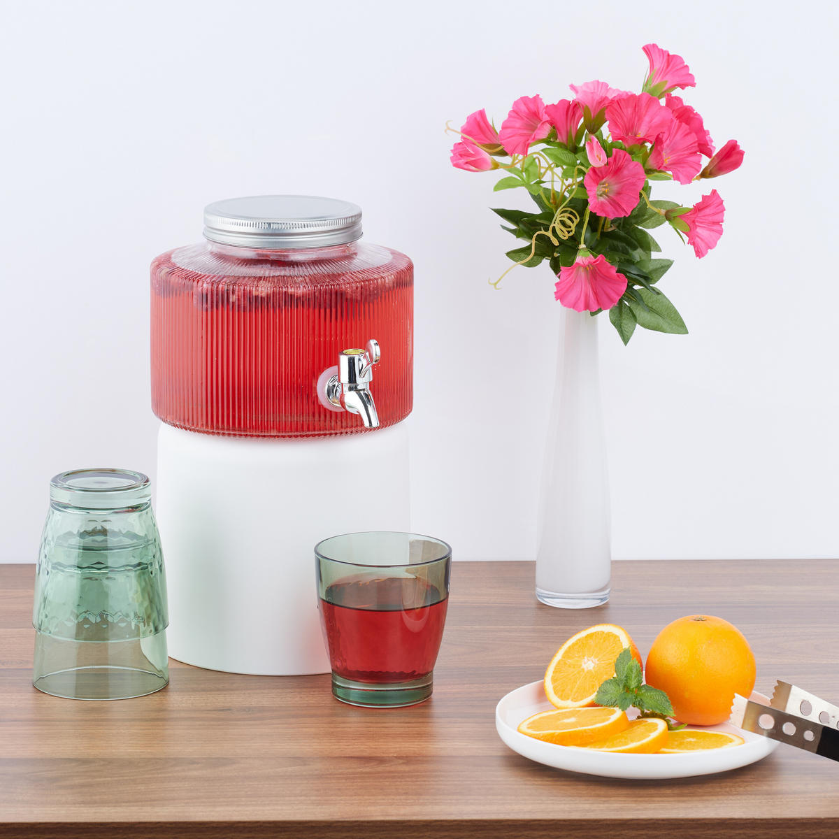 GETRÄNKESPENDER - Transparent, Glas/Kunststoff (2.8L) - Relaxdays