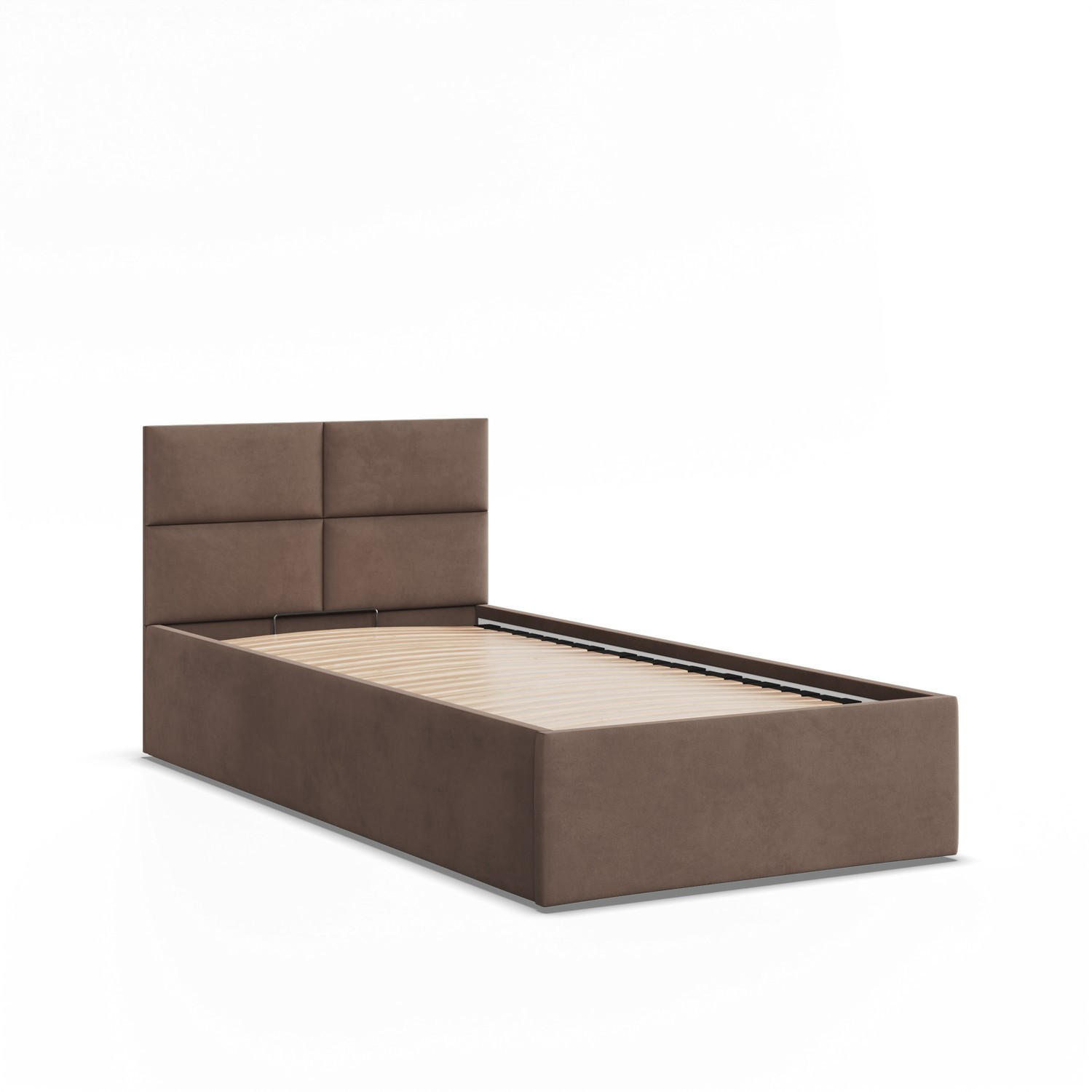 POLSTERBETT MIT KOPFTEIL 90x200 ohne Bettkasten BORGO, Braun - Braun, Textil (90/200cm) - Mebligo