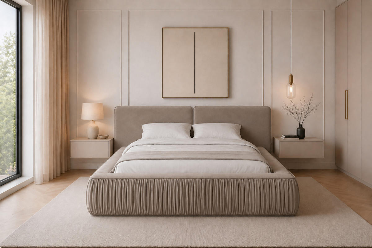 POLSTERBETT 08 140 x 200 cm – Riviera – Bett mit Gasdruckfedern und Stauraum - Beige, Holz (140/200cm) - ROYAL24_MARKT