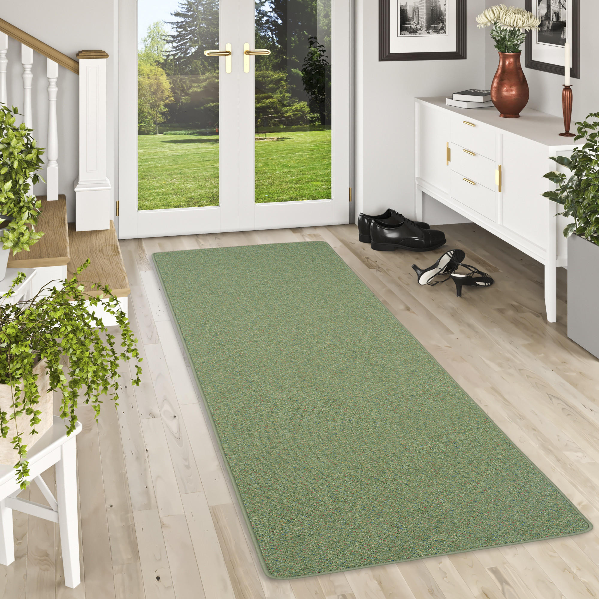 LÄUFER TEPPICH SCHLINGEN TEPPICH ALMA MELIERT - Grün, Textil (80/240cm) - Snapstyle