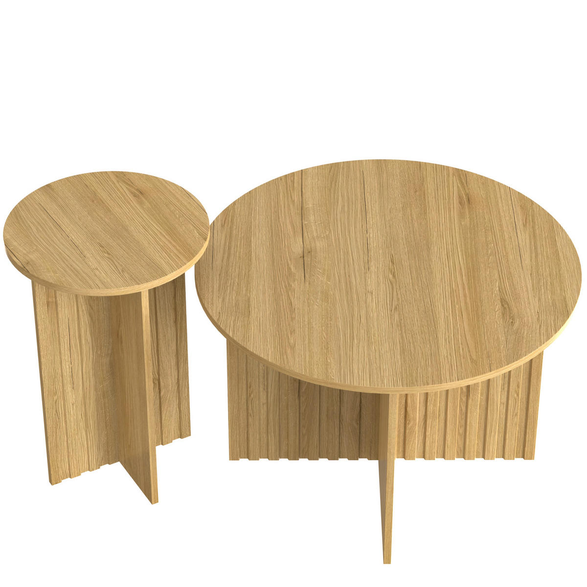 COUCHTISCH-SET 2 teilig in Natur-Optik Runde Satztische im Scandi-Design - Naturfarben, Holzwerkstoff (76/76/50cm) - Urban Meuble